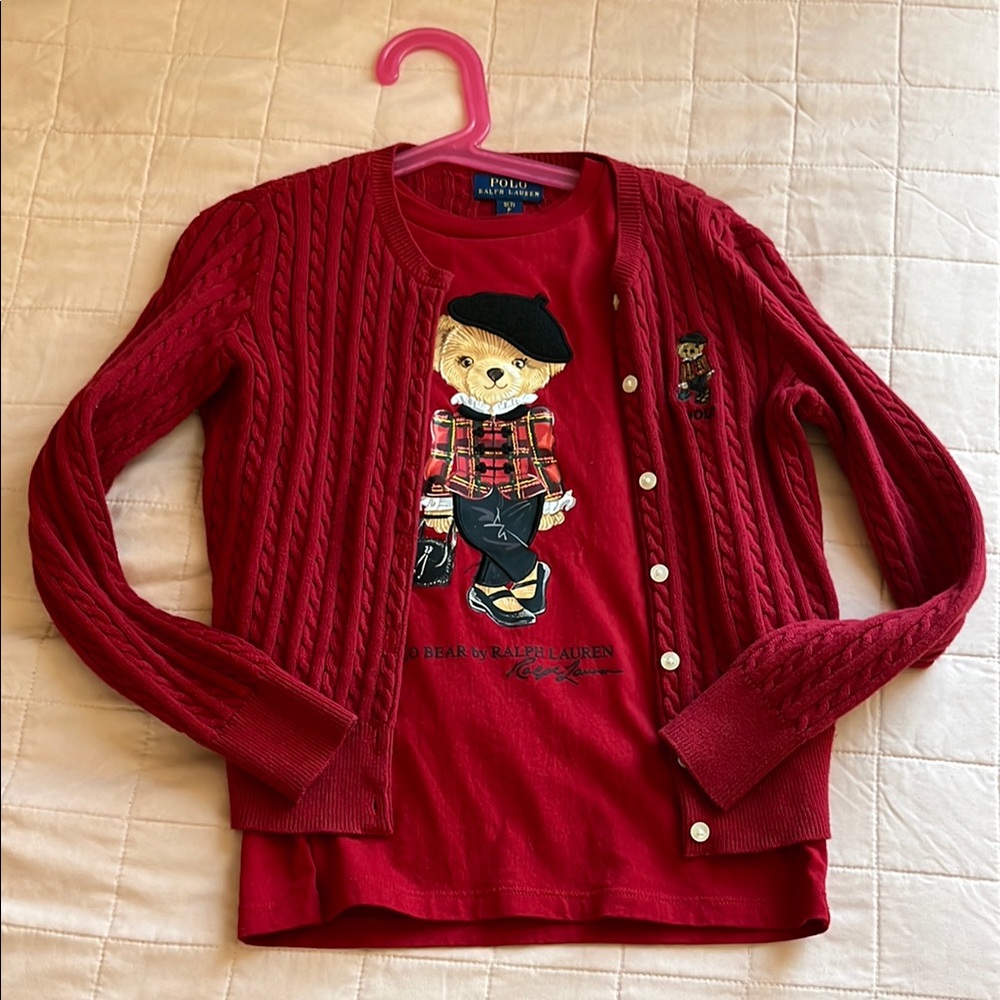 Polo by Ralph Lauren Vibrant Red Knit Top & Matching Sweater
